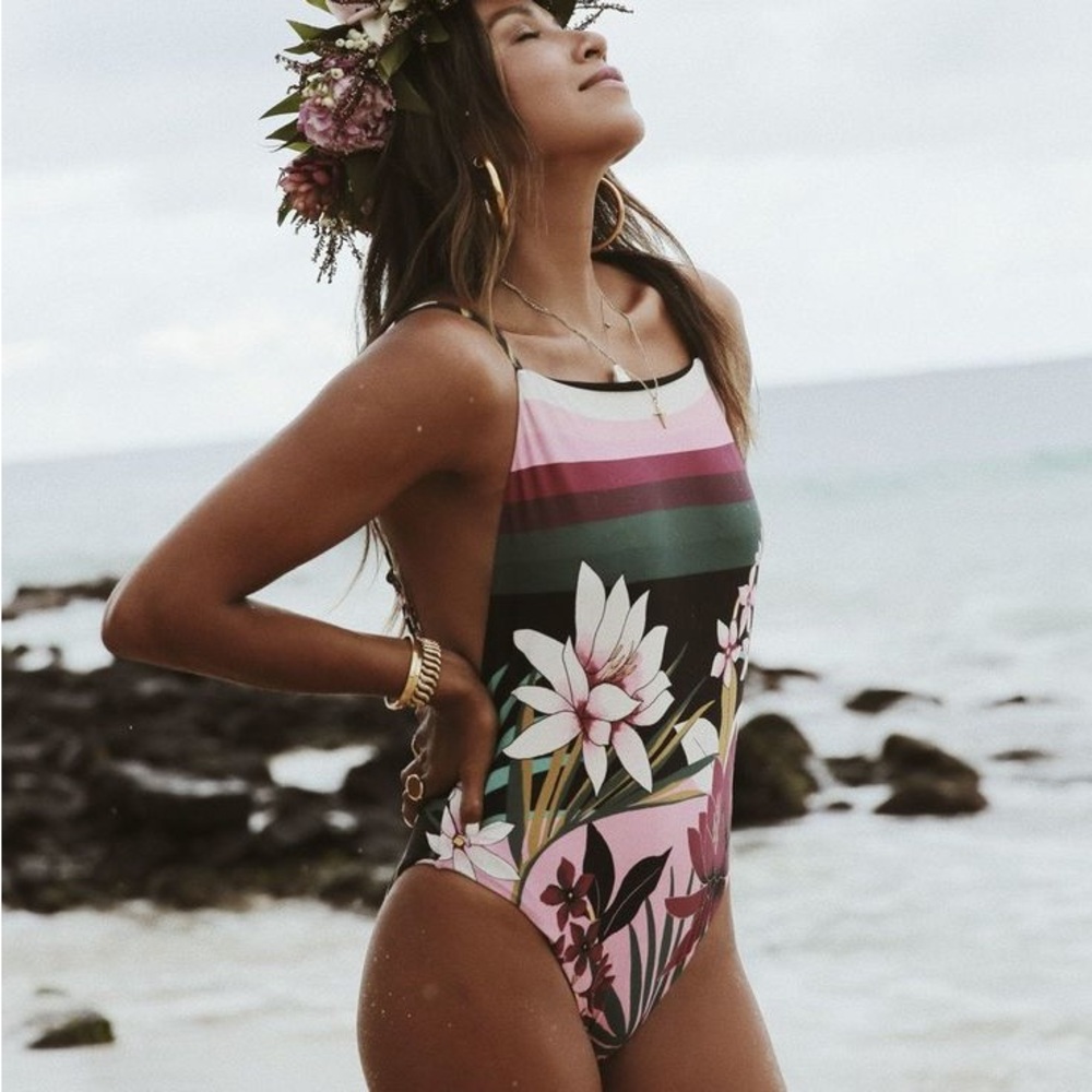 After Sunset One Piece Floral retro tropical swimsuit NWT